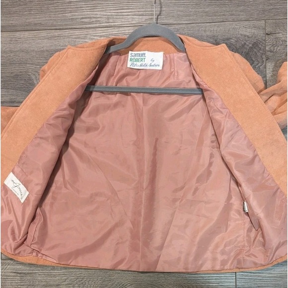 Vtg Samuel Robert by Peter Hatsi Androu Open Blazer 4 Cropped Peachy Suede Lined - Picture 8 of 10